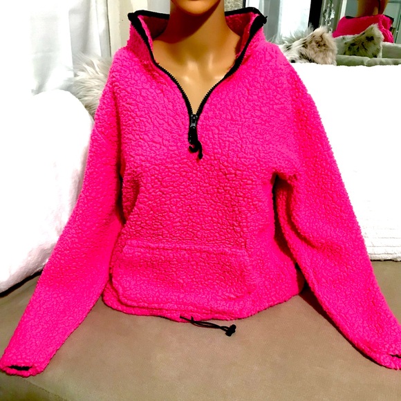 Derek Heart Jackets & Blazers - Hot pink fleece like sweater!!